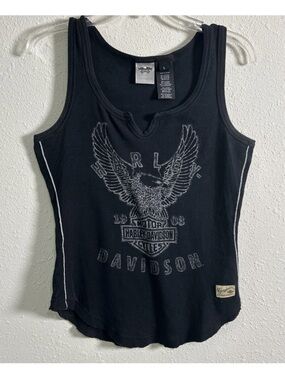 Harley-Davidson Women’s Lg Ribbed Black Eagle Genuine Superior Quality Tank Top
